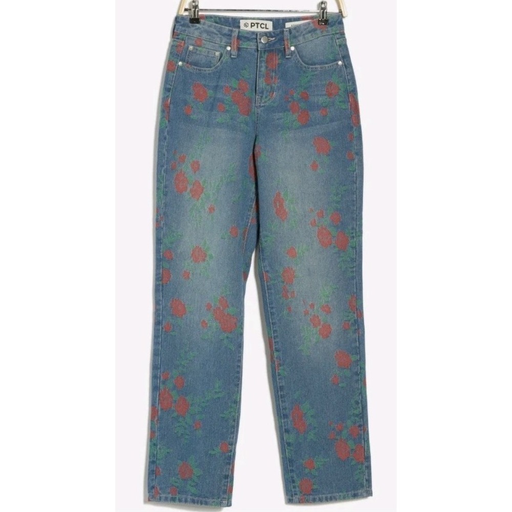 PTCL Floral Jacquard Straight Leg Jeans Size 28 NWT